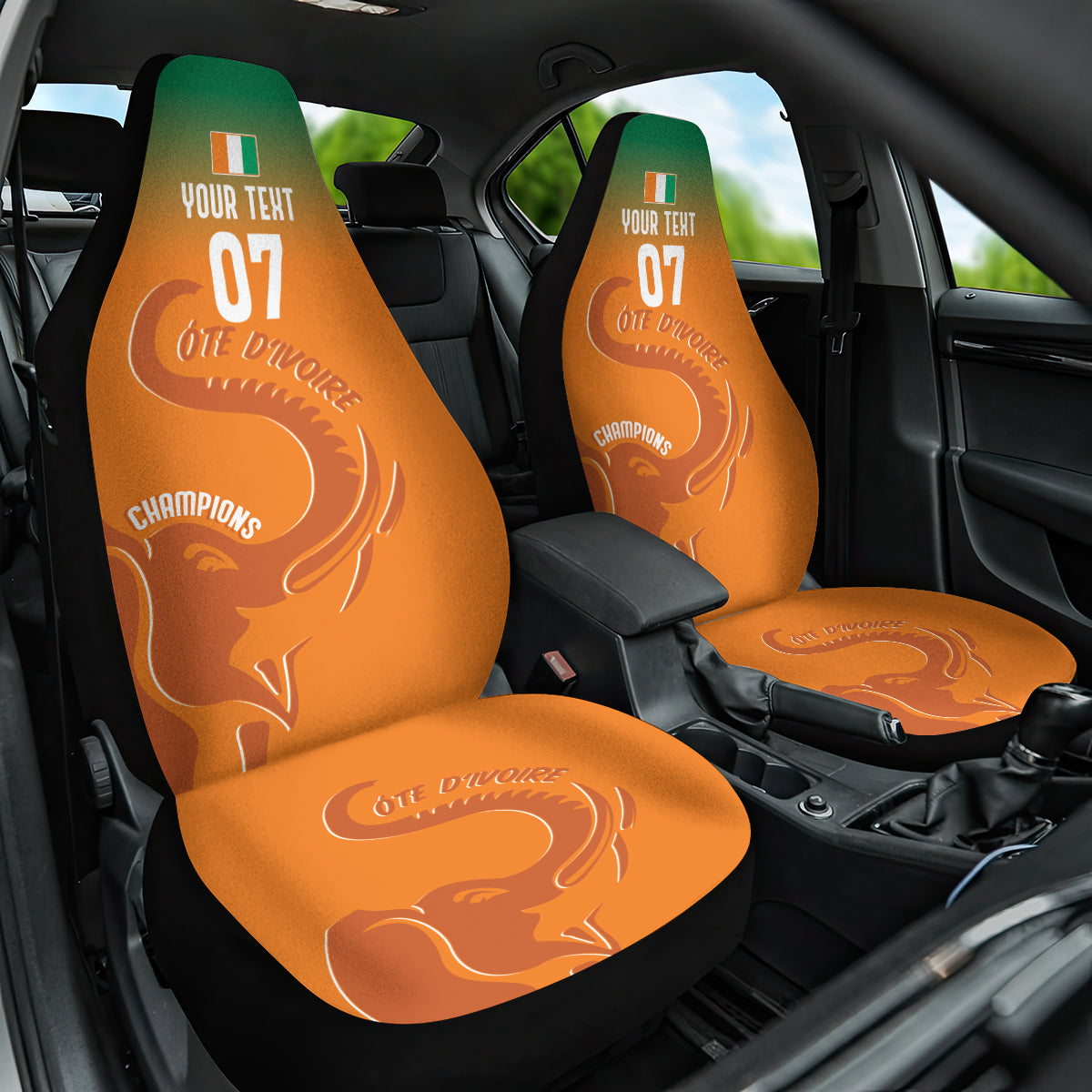 Ivory Coast Football Custom Car Seat Cover Ivory Elephants - Basic Style LT7 - Wonder Print Shop