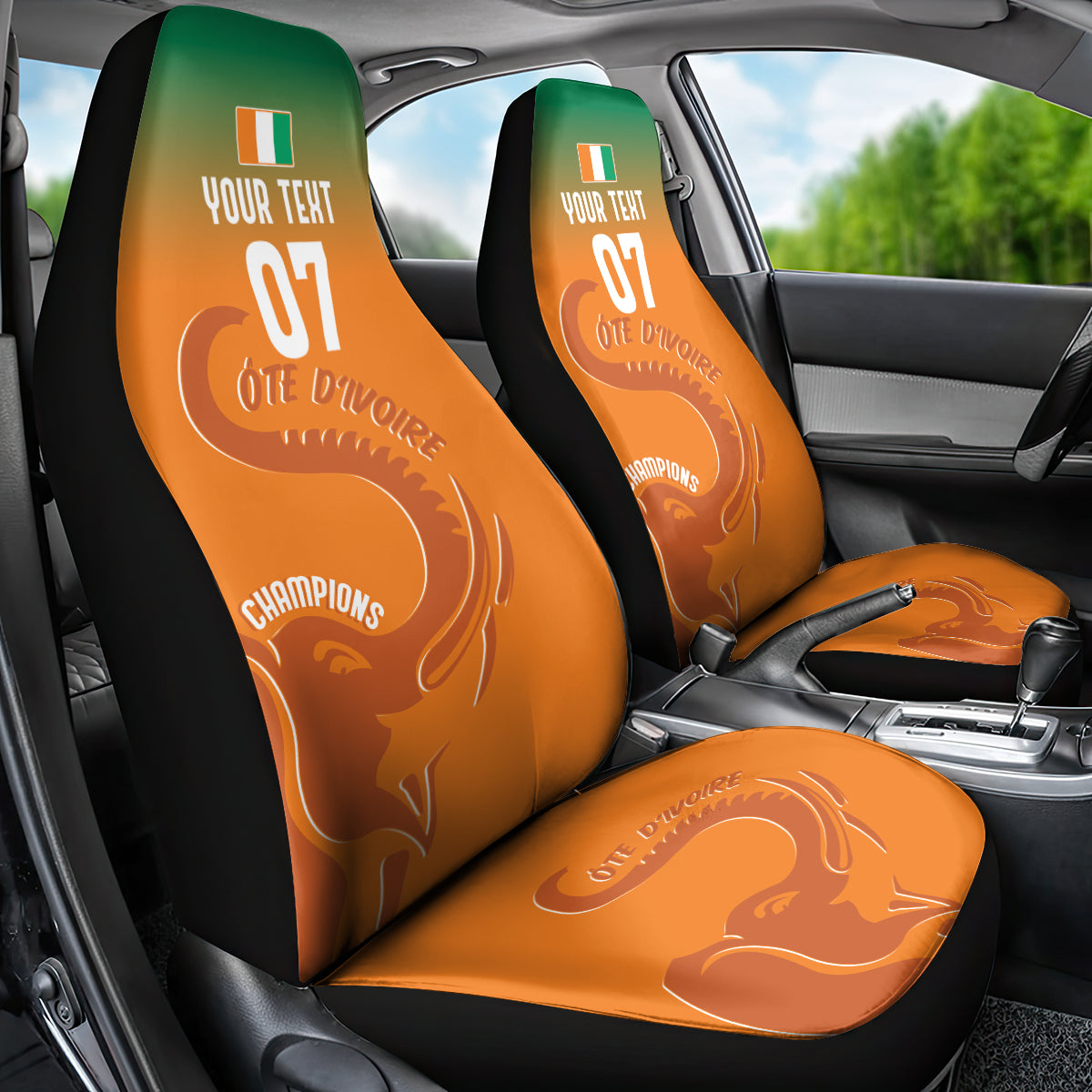 Ivory Coast Football Custom Car Seat Cover Ivory Elephants - Basic Style LT7 - Wonder Print Shop
