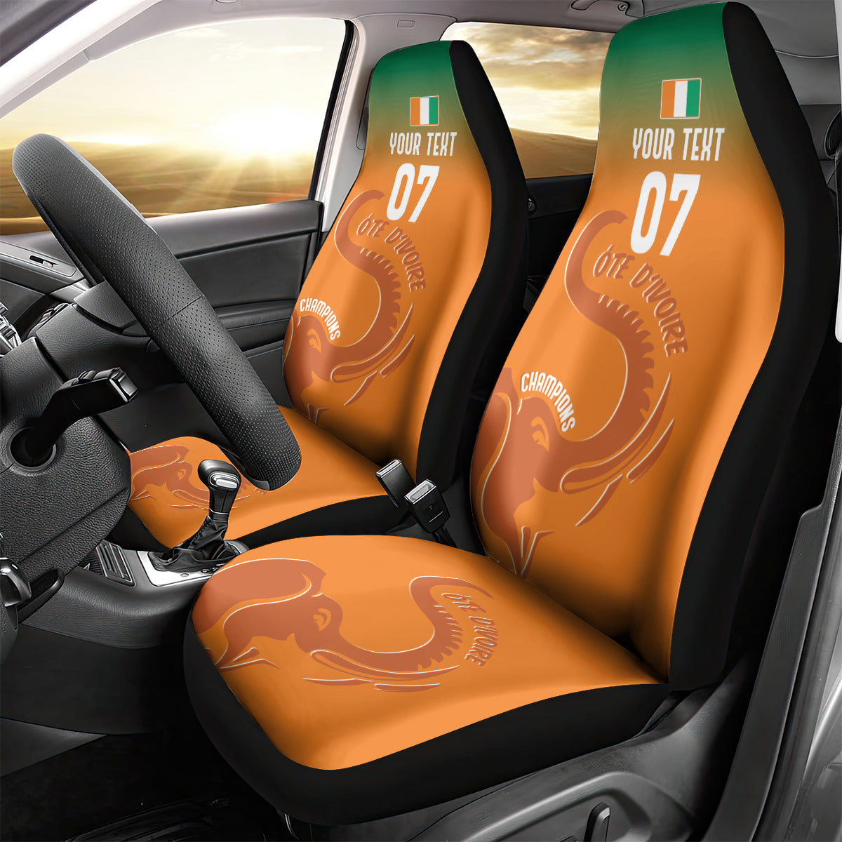Ivory Coast Football Custom Car Seat Cover Ivory Elephants - Basic Style LT7 - Wonder Print Shop