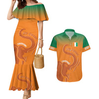 Ivory Coast Football Custom Couples Matching Mermaid Dress and Hawaiian Shirt Ivory Elephants - Basic Style LT7 - Wonder Print Shop