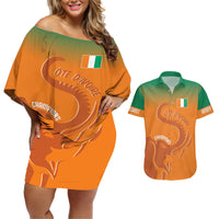 Ivory Coast Football Custom Couples Matching Off Shoulder Short Dress and Hawaiian Shirt Ivory Elephants - Basic Style LT7 - Wonder Print Shop
