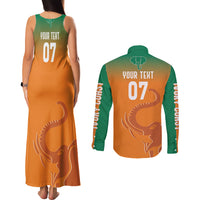 Ivory Coast Football Custom Couples Matching Tank Maxi Dress and Long Sleeve Button Shirt Ivory Elephants - Basic Style LT7 - Wonder Print Shop
