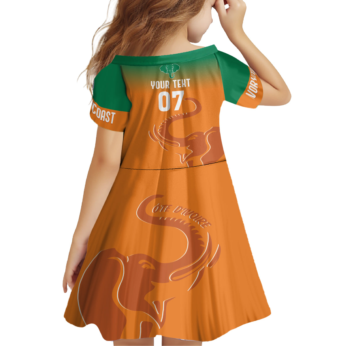 Ivory Coast Football Custom Family Matching Long Sleeve Bodycon Dress and Hawaiian Shirt Ivory Elephants - Basic Style LT7 - Wonder Print Shop