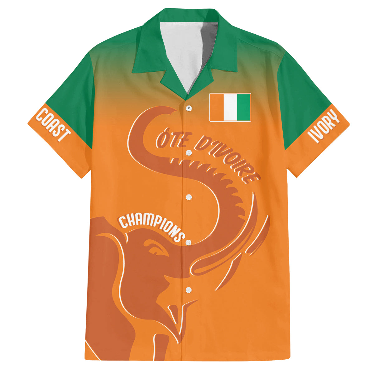 Ivory Coast Football Custom Family Matching Long Sleeve Bodycon Dress and Hawaiian Shirt Ivory Elephants - Basic Style LT7 - Wonder Print Shop