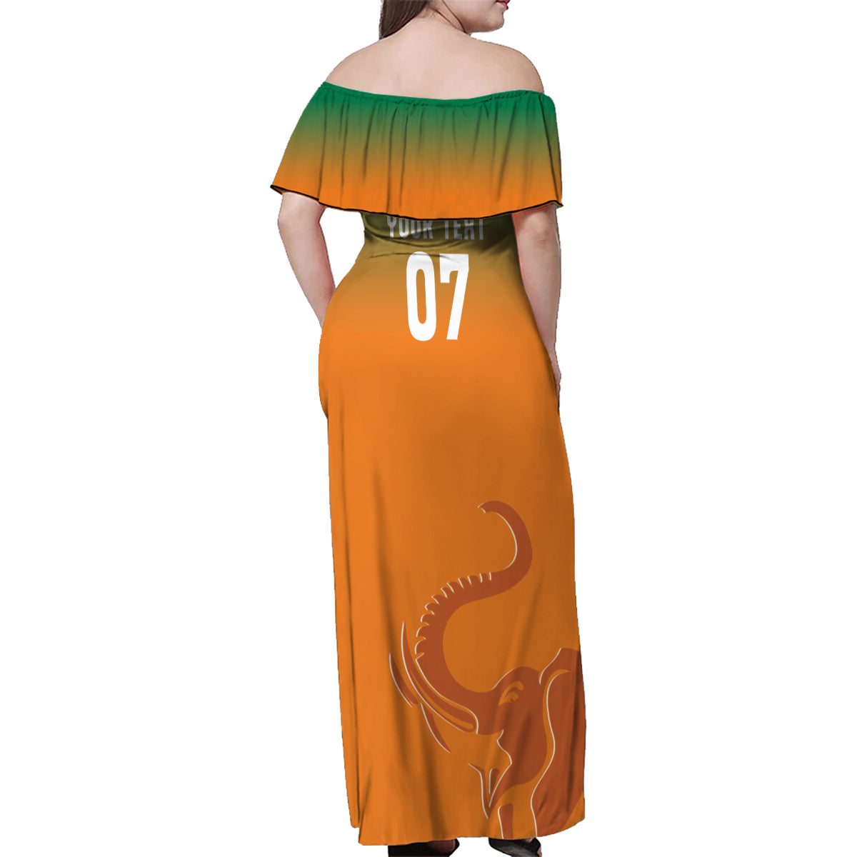 Ivory Coast Football Custom Family Matching Off Shoulder Maxi Dress and Hawaiian Shirt Ivory Elephants - Basic Style LT7 - Wonder Print Shop