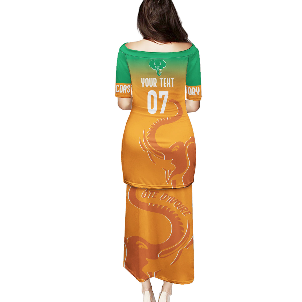 Ivory Coast Football Custom Family Matching Puletasi and Hawaiian Shirt Ivory Elephants - Basic Style - Wonder Print Shop