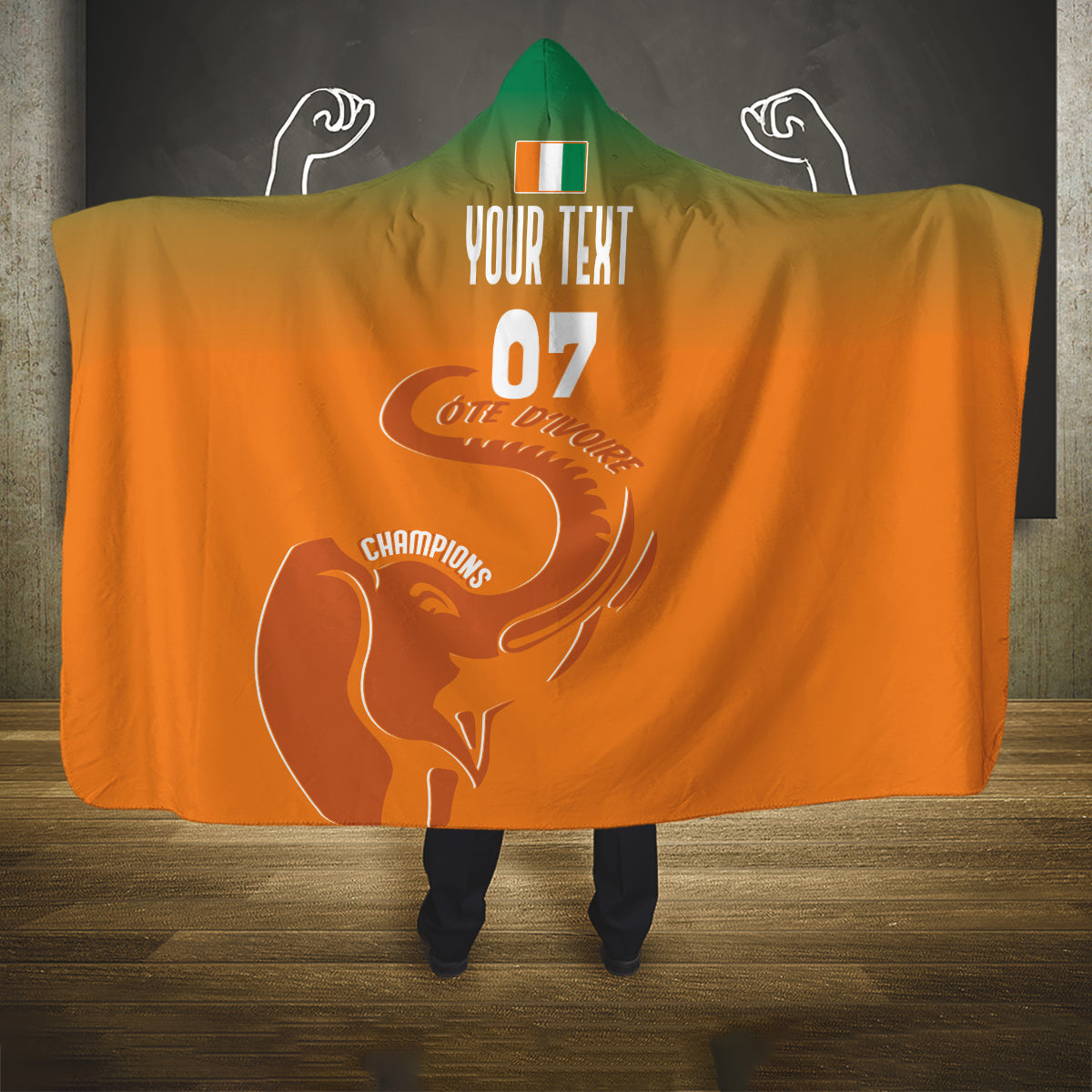 Ivory Coast Football Custom Hooded Blanket Ivory Elephants - Basic Style