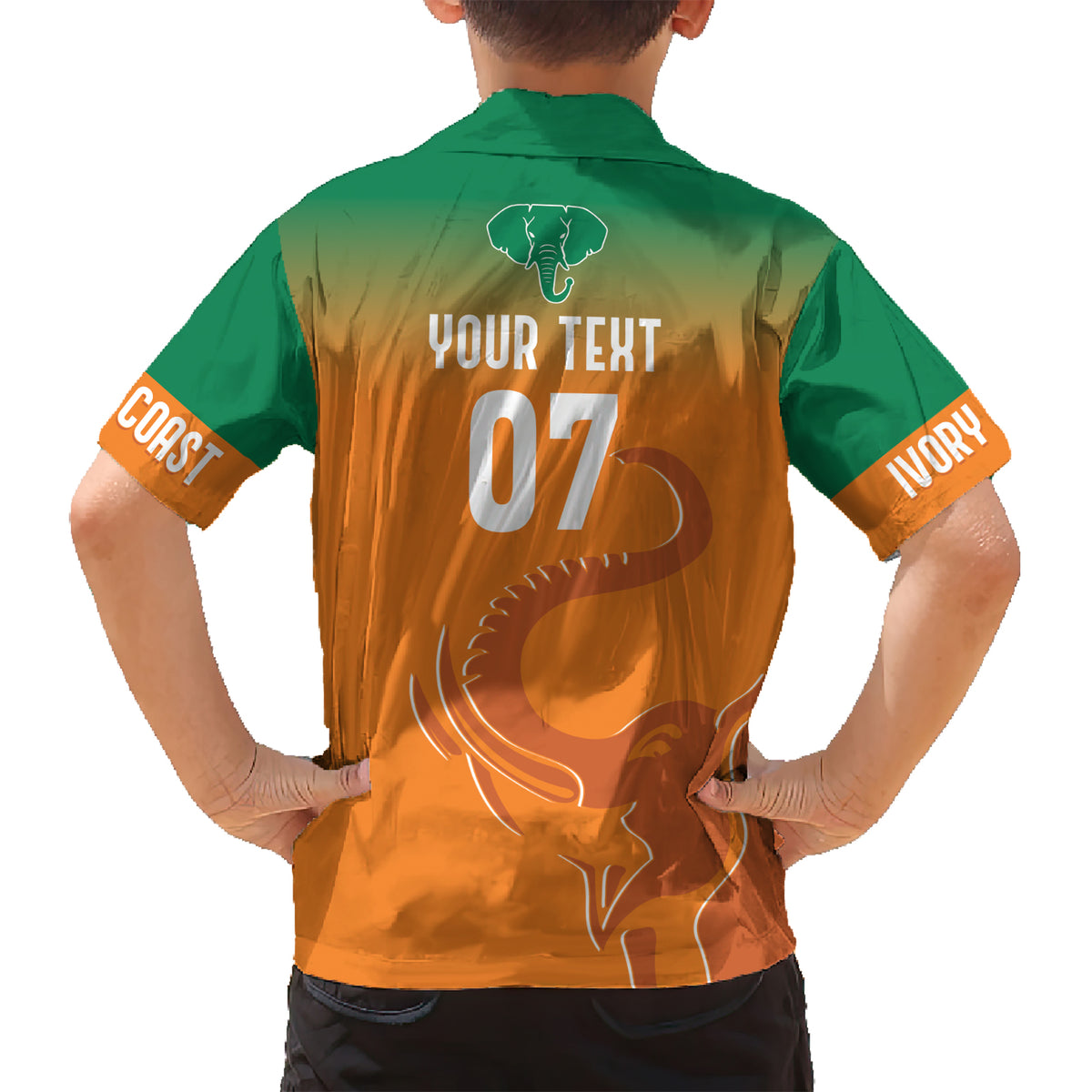 Ivory Coast Football Custom Kid Hawaiian Shirt Ivory Elephants - Basic Style - Wonder Print Shop