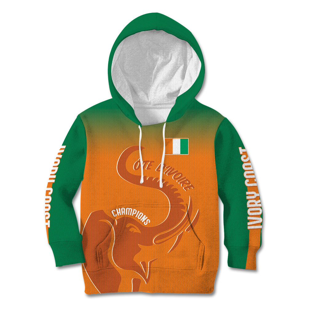 Ivory Coast Football Custom Kid Hoodie Ivory Elephants - Basic Style - Wonder Print Shop