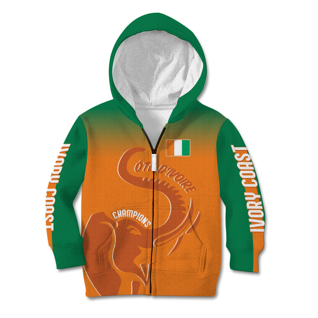 Ivory Coast Football Custom Kid Hoodie Ivory Elephants - Basic Style - Wonder Print Shop