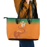 Ivory Coast Football Custom Leather Tote Bag Ivory Elephants - Basic Style - Wonder Print Shop