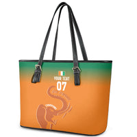 Ivory Coast Football Custom Leather Tote Bag Ivory Elephants - Basic Style - Wonder Print Shop