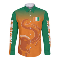 Ivory Coast Football Custom Long Sleeve Button Shirt Ivory Elephants - Basic Style - Wonder Print Shop