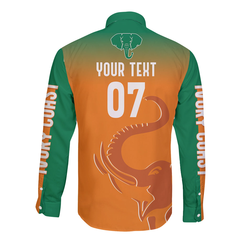Ivory Coast Football Custom Long Sleeve Button Shirt Ivory Elephants - Basic Style - Wonder Print Shop