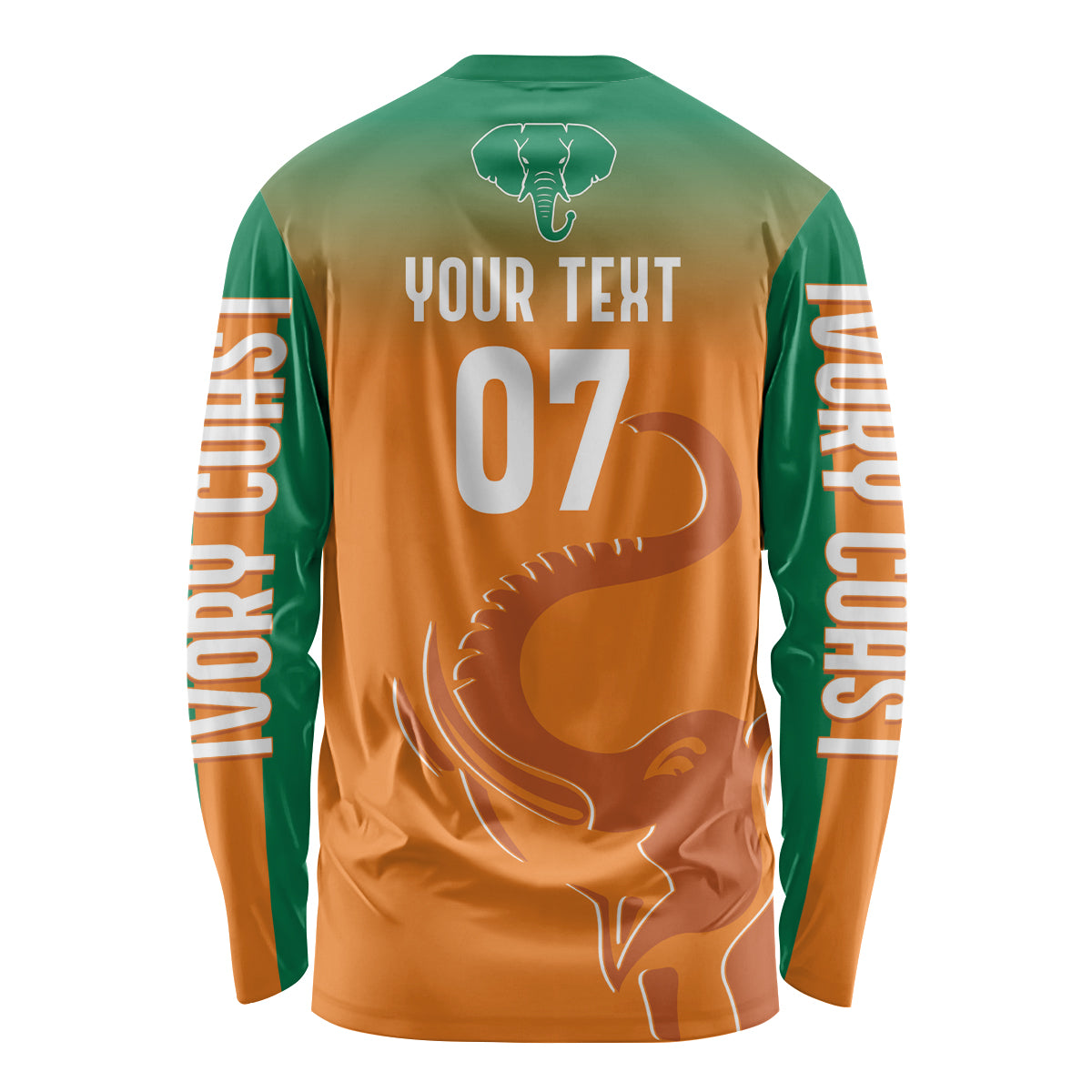 Ivory Coast Football Custom Long Sleeve Shirt Ivory Elephants - Basic Style - Wonder Print Shop