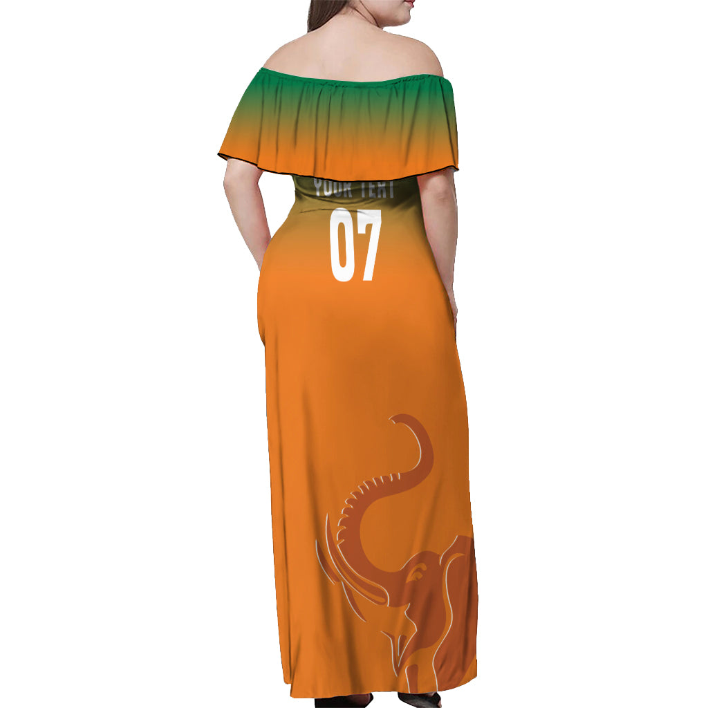 Ivory Coast Football Custom Off Shoulder Maxi Dress Ivory Elephants - Basic Style - Wonder Print Shop