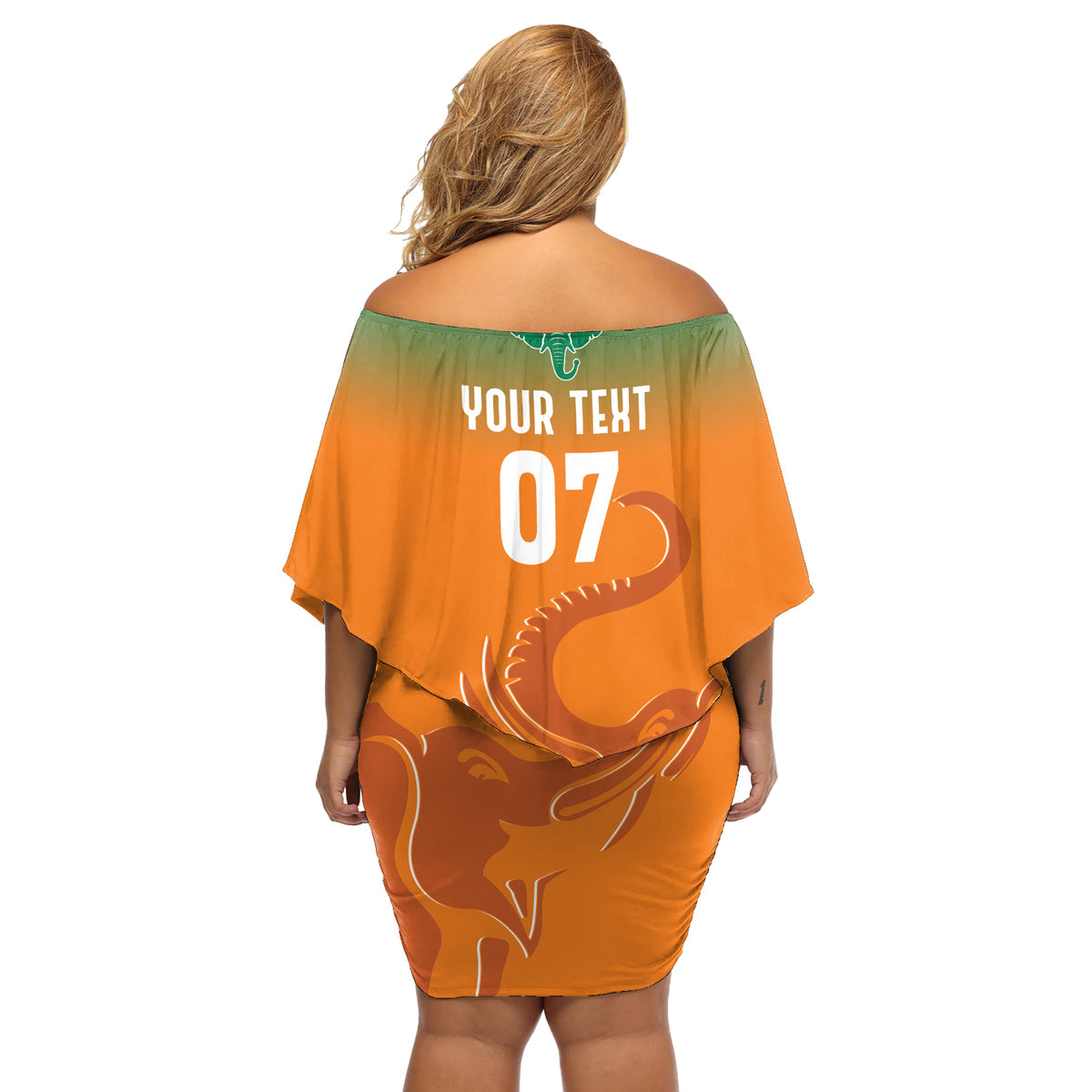 Ivory Coast Football Custom Off Shoulder Short Dress Ivory Elephants - Basic Style - Wonder Print Shop