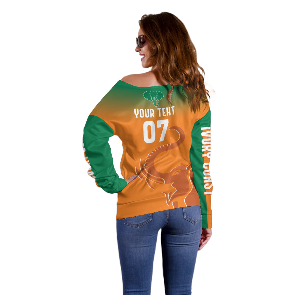 Ivory Coast Football Custom Off Shoulder Sweater Ivory Elephants - Basic Style - Wonder Print Shop