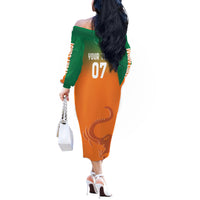 Ivory Coast Football Custom Off The Shoulder Long Sleeve Dress Ivory Elephants - Basic Style - Wonder Print Shop
