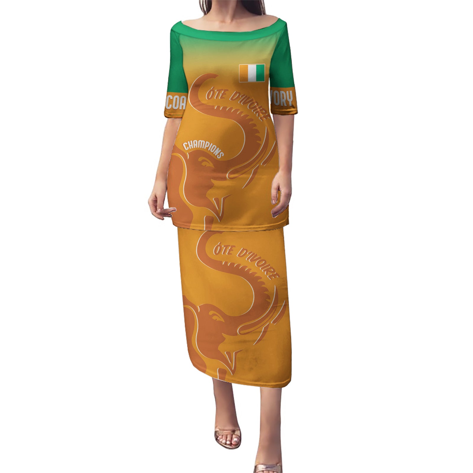 Ivory Coast Football Custom Puletasi Ivory Elephants - Basic Style - Wonder Print Shop