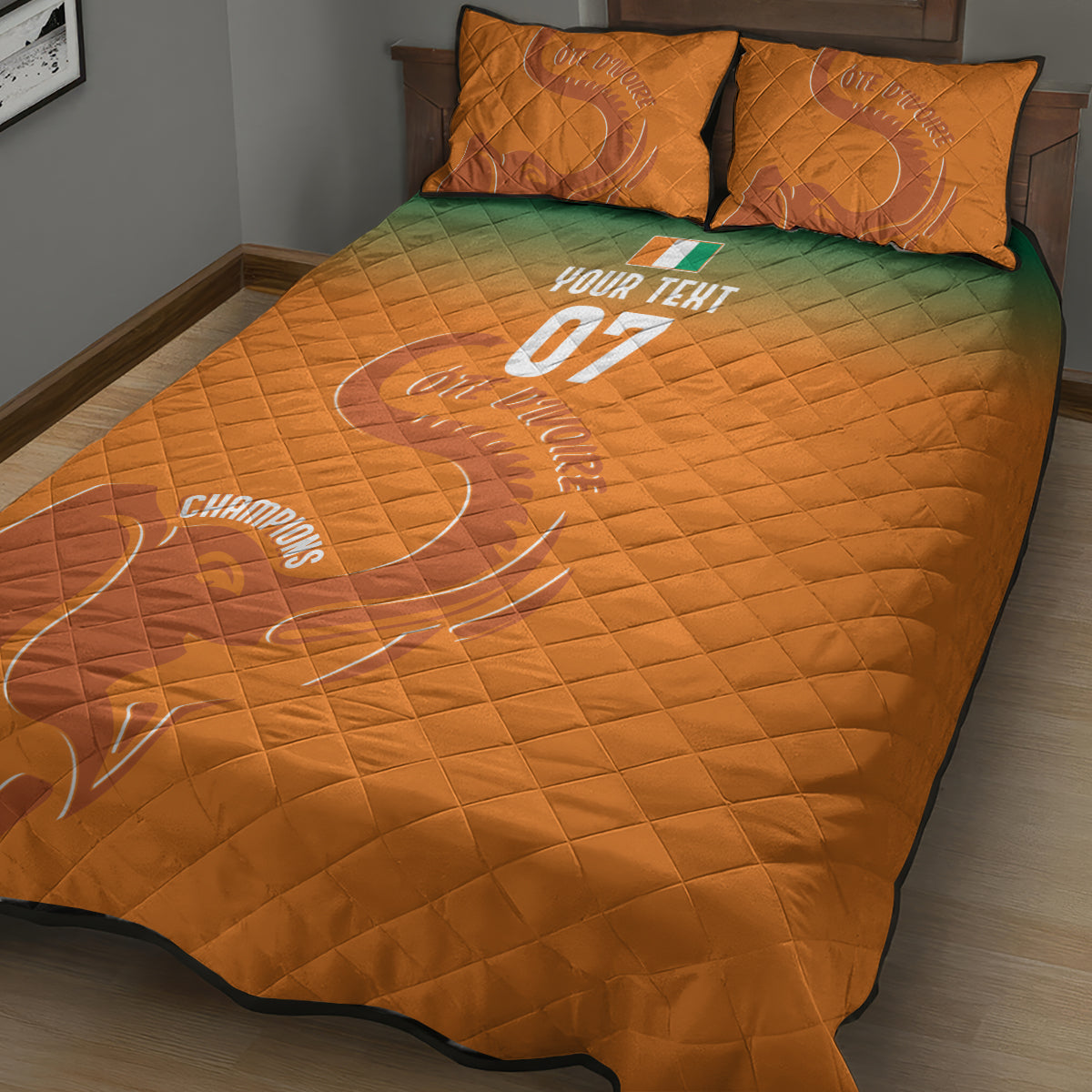 Ivory Coast Football Custom Quilt Bed Set Ivory Elephants - Basic Style - Wonder Print Shop