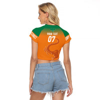 Ivory Coast Football Custom Raglan Cropped T Shirt Ivory Elephants - Basic Style - Wonder Print Shop