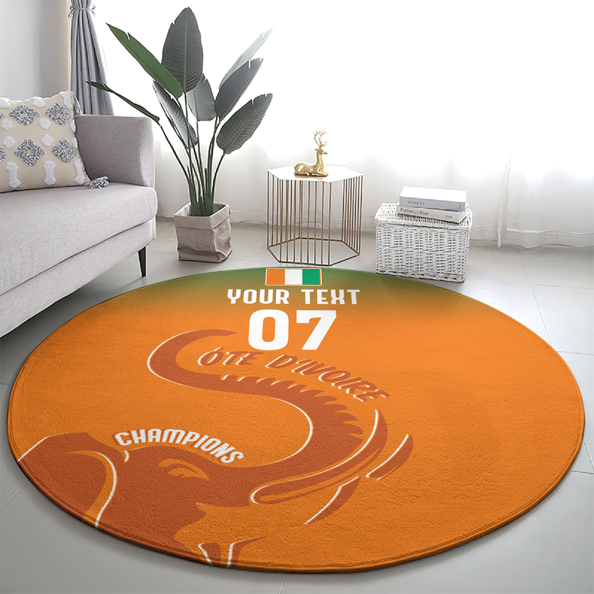 Ivory Coast Football Custom Round Carpet Ivory Elephants - Basic Style