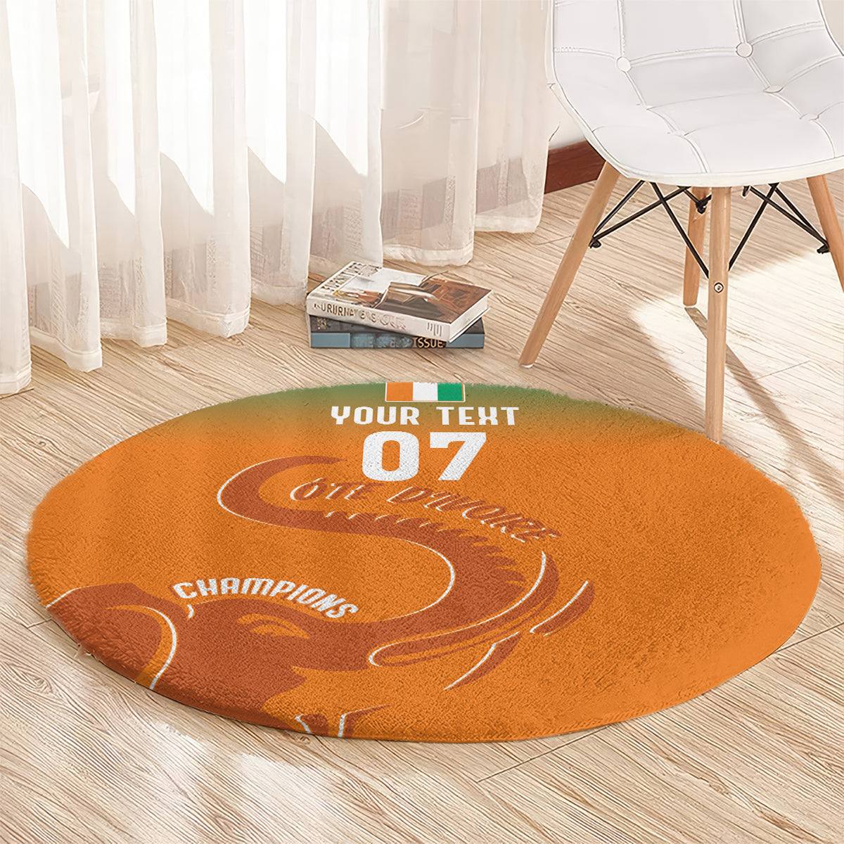 Ivory Coast Football Custom Round Carpet Ivory Elephants - Basic Style