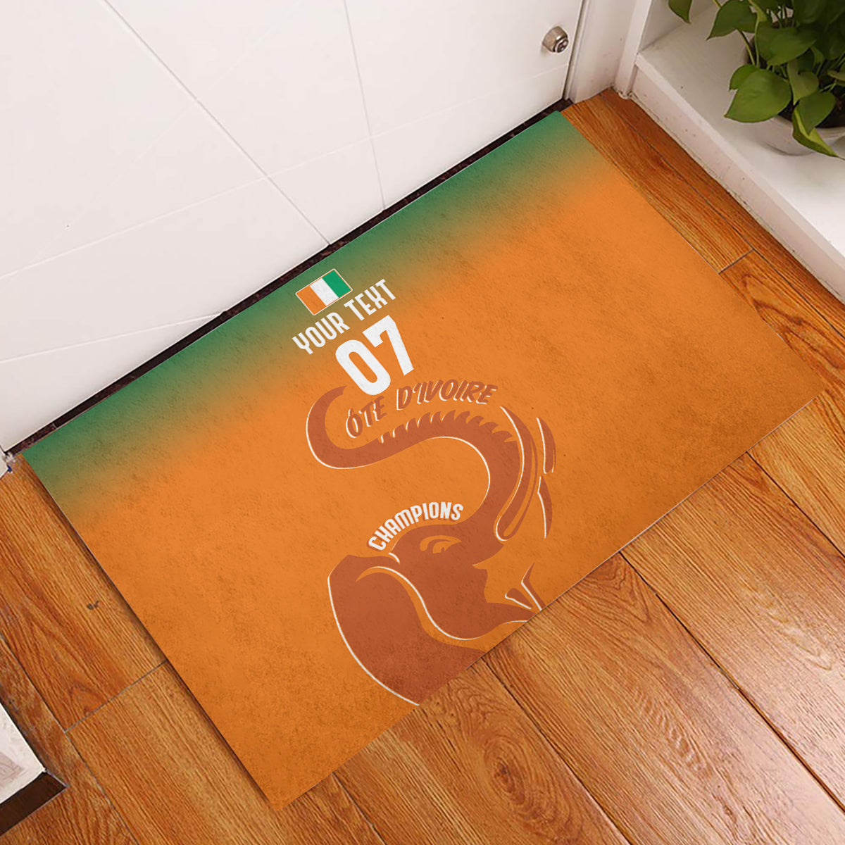 Ivory Coast Football Custom Rubber Doormat Ivory Elephants - Basic Style - Wonder Print Shop