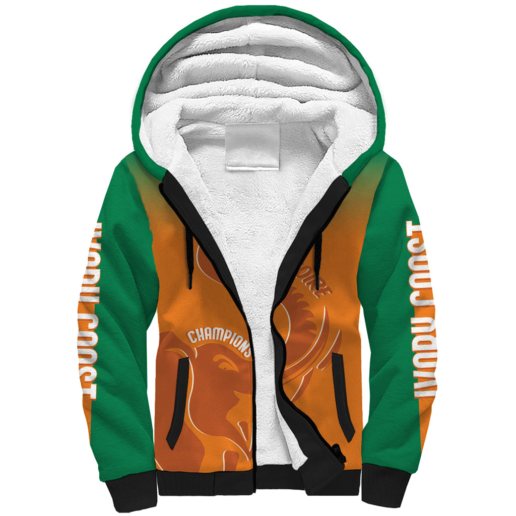 Ivory Coast Football Custom Sherpa Hoodie Ivory Elephants - Basic Style - Wonder Print Shop