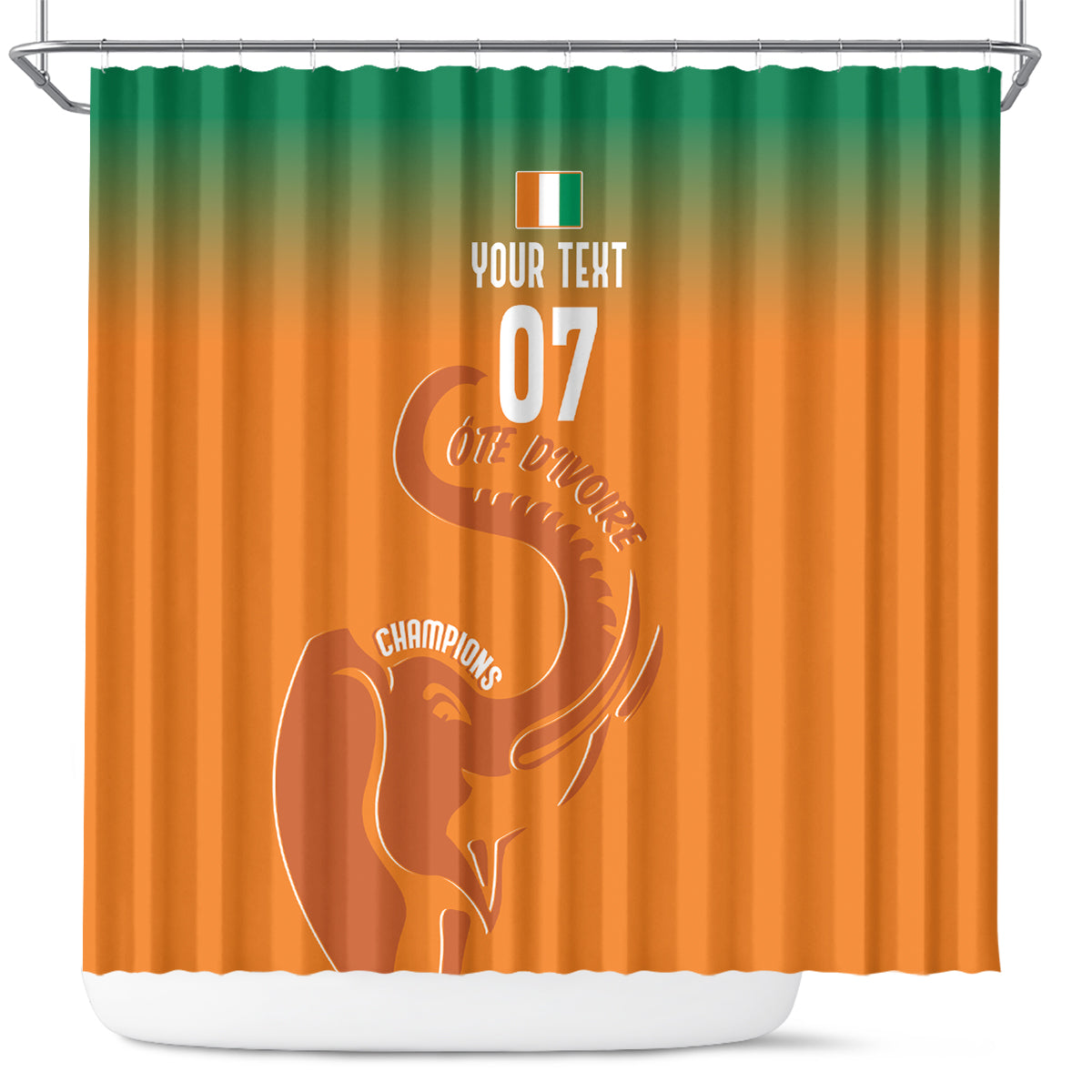 Ivory Coast Football Custom Shower Curtain Ivory Elephants - Basic Style