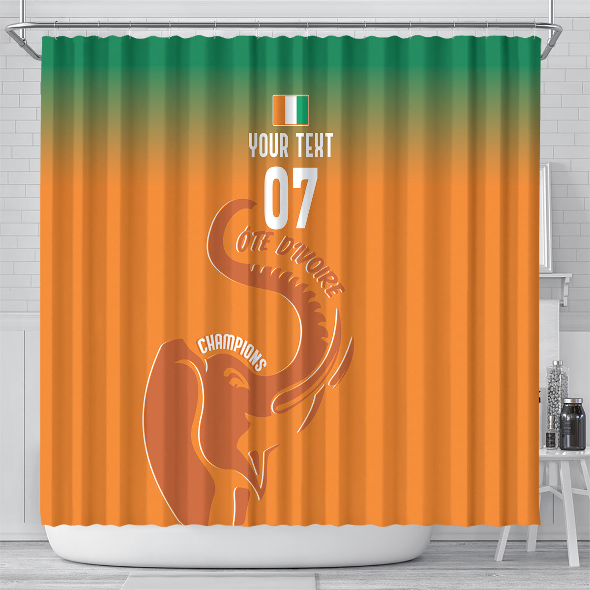 Ivory Coast Football Custom Shower Curtain Ivory Elephants - Basic Style