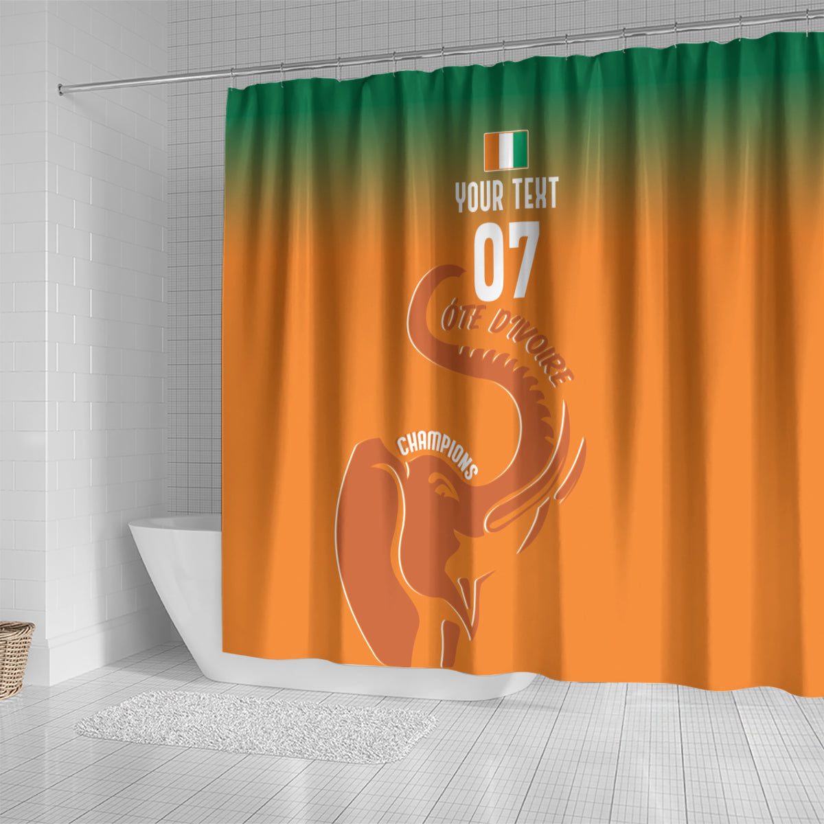 Ivory Coast Football Custom Shower Curtain Ivory Elephants - Basic Style