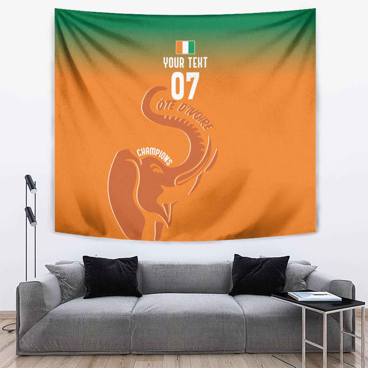 Ivory Coast Football Custom Tapestry Ivory Elephants - Basic Style - Wonder Print Shop