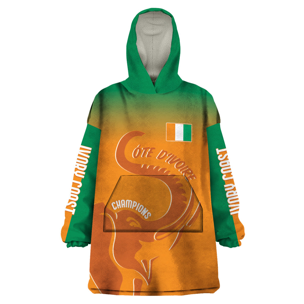 Ivory Coast Football Custom Wearable Blanket Hoodie Ivory Elephants - Basic Style - Wonder Print Shop