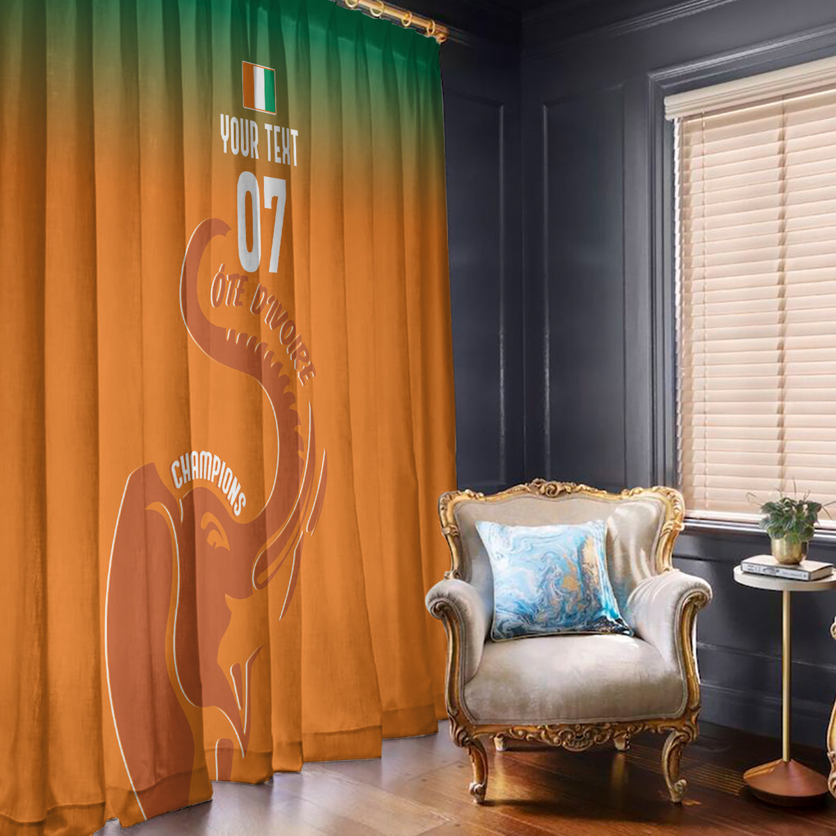 Ivory Coast Football Custom Window Curtain Ivory Elephants - Basic Style - Wonder Print Shop