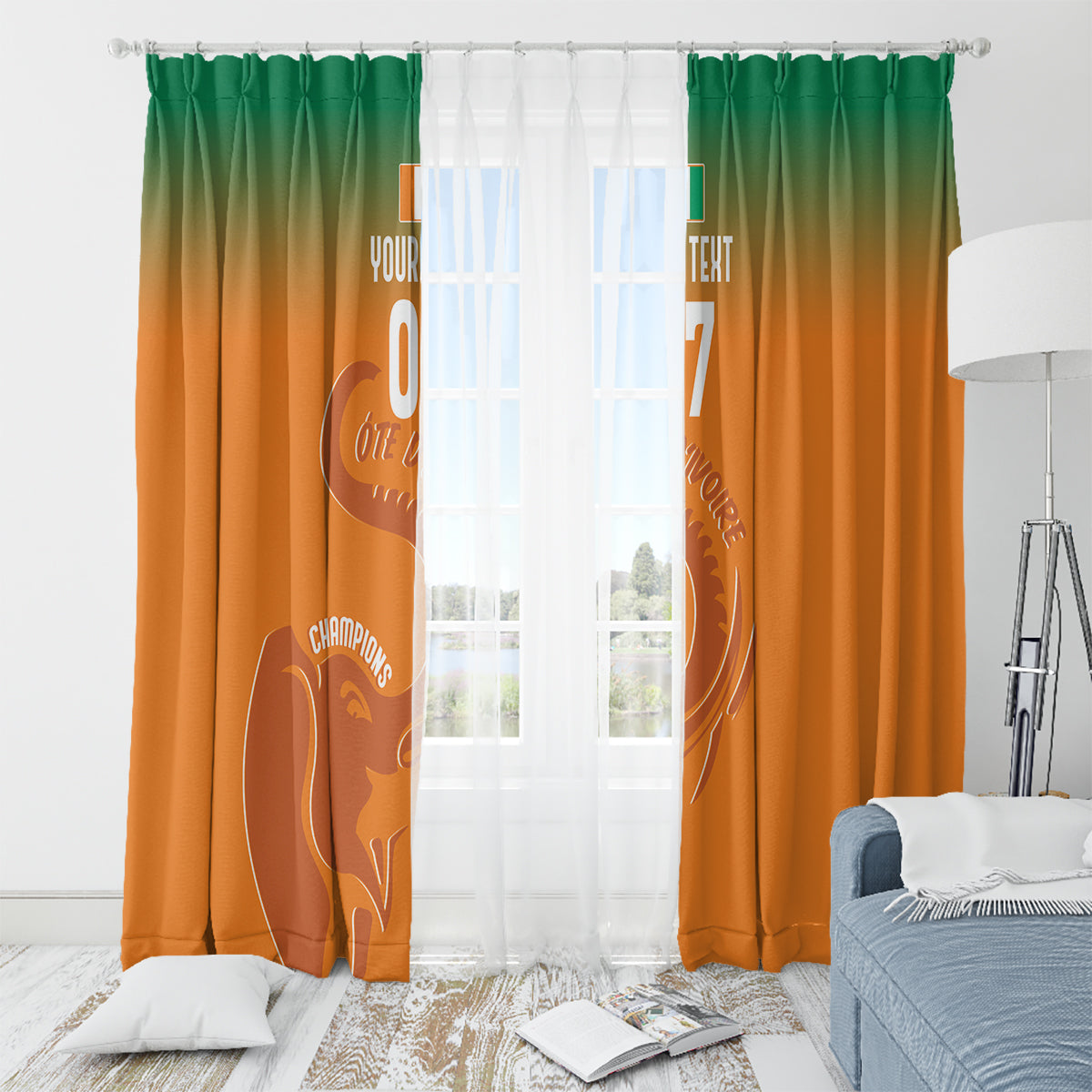 Ivory Coast Football Custom Window Curtain Ivory Elephants - Basic Style - Wonder Print Shop