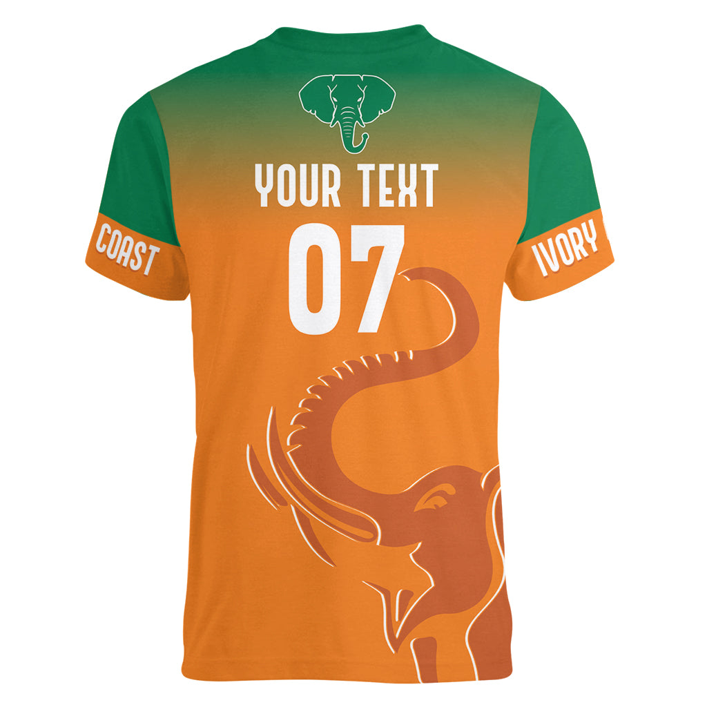 Ivory Coast Football Custom Women V Neck T Shirt Ivory Elephants - Basic Style - Wonder Print Shop