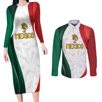 Custom Mexico Football Couples Matching Long Sleeve Bodycon Dress and Long Sleeve Button Shirt El Tricolor Viva Champions