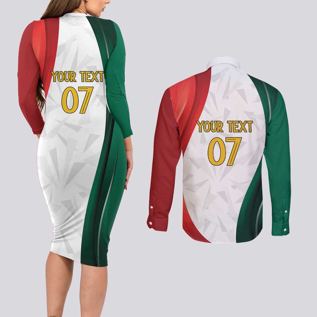 Custom Mexico Football Couples Matching Long Sleeve Bodycon Dress and Long Sleeve Button Shirt El Tricolor Viva Champions