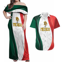 Custom Mexico Football Couples Matching Off Shoulder Maxi Dress and Hawaiian Shirt El Tricolor Viva Champions