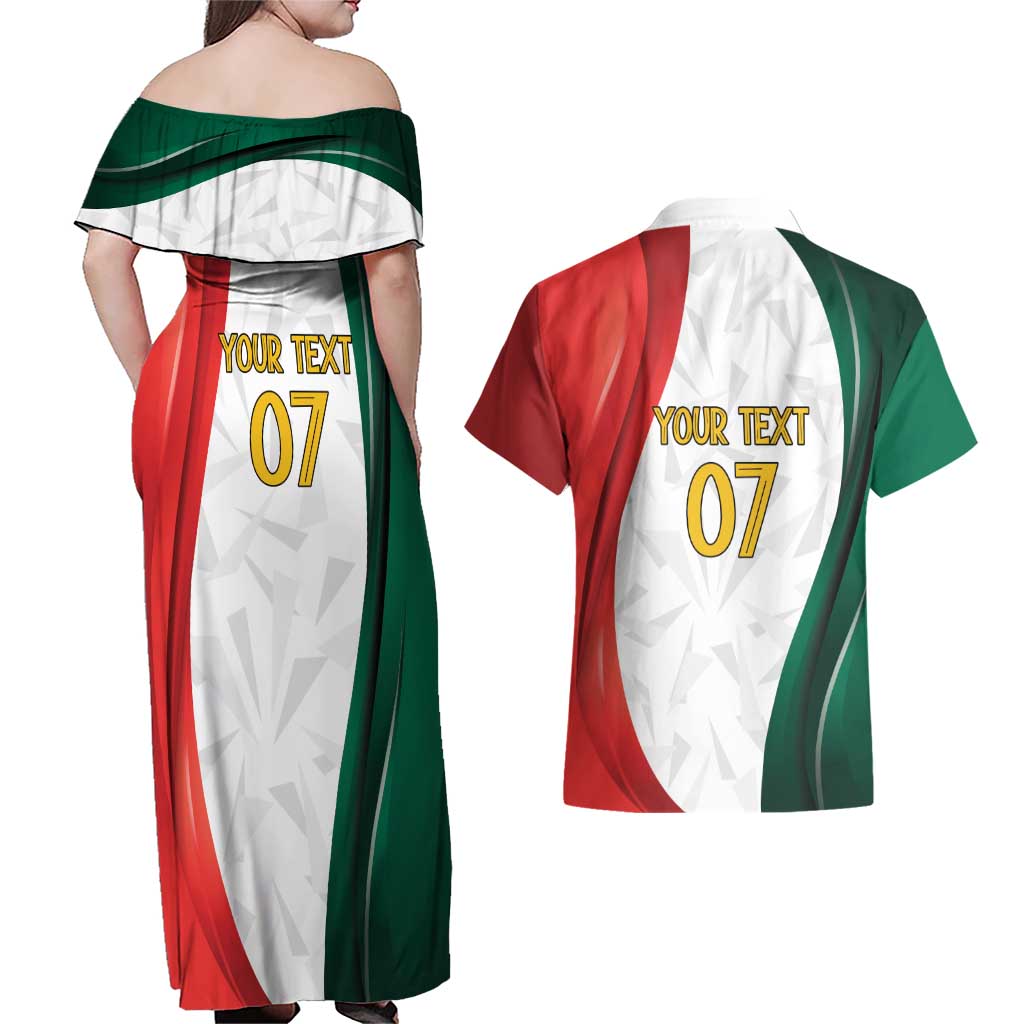 Custom Mexico Football Couples Matching Off Shoulder Maxi Dress and Hawaiian Shirt El Tricolor Viva Champions