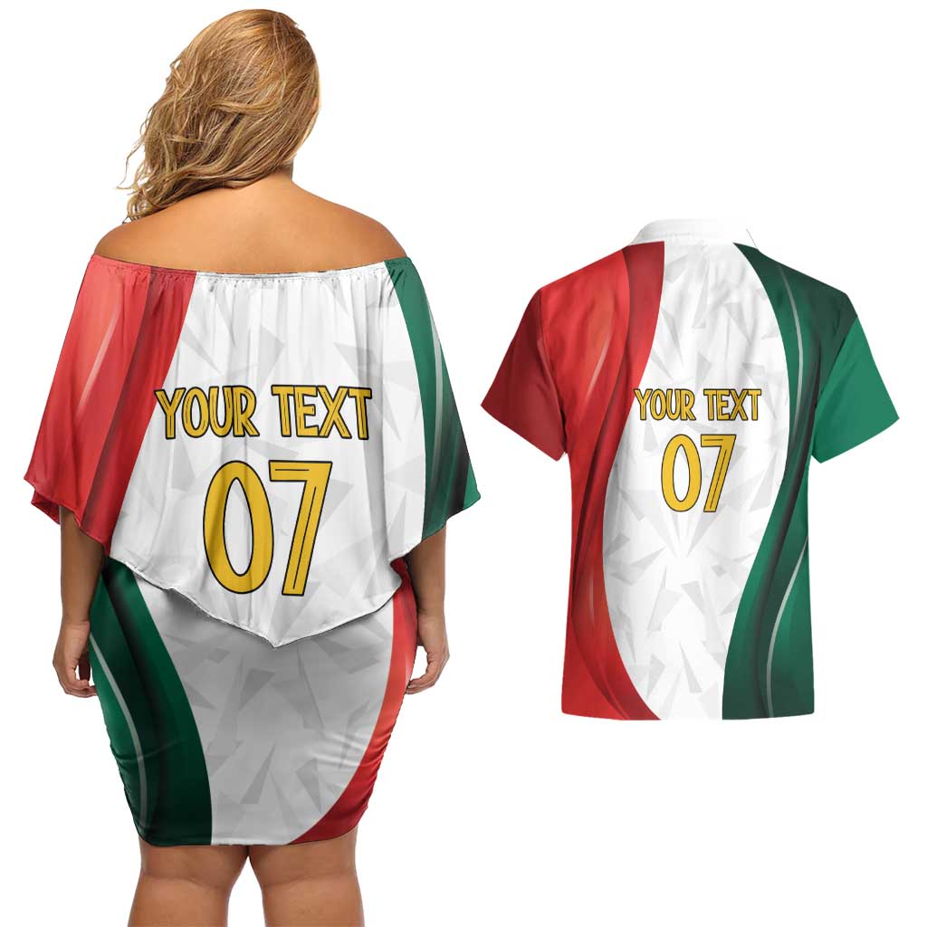 Custom Mexico Football Couples Matching Off Shoulder Short Dress and Hawaiian Shirt El Tricolor Viva Champions