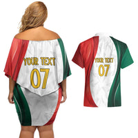 Custom Mexico Football Couples Matching Off Shoulder Short Dress and Hawaiian Shirt El Tricolor Viva Champions