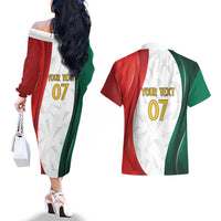 Custom Mexico Football Couples Matching Off The Shoulder Long Sleeve Dress and Hawaiian Shirt El Tricolor Viva Champions