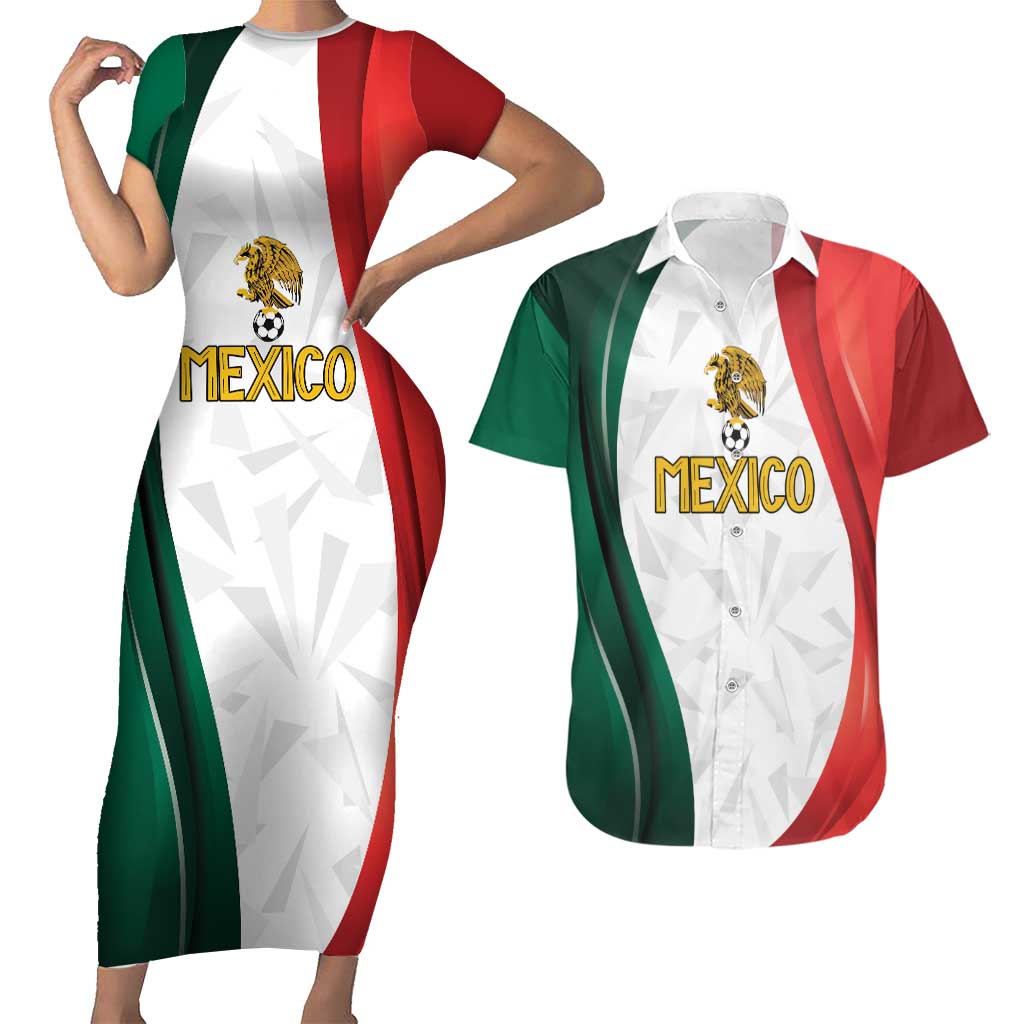 Custom Mexico Football Couples Matching Short Sleeve Bodycon Dress and Hawaiian Shirt El Tricolor Viva Champions