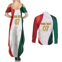 Custom Mexico Football Couples Matching Summer Maxi Dress and Long Sleeve Button Shirt El Tricolor Viva Champions