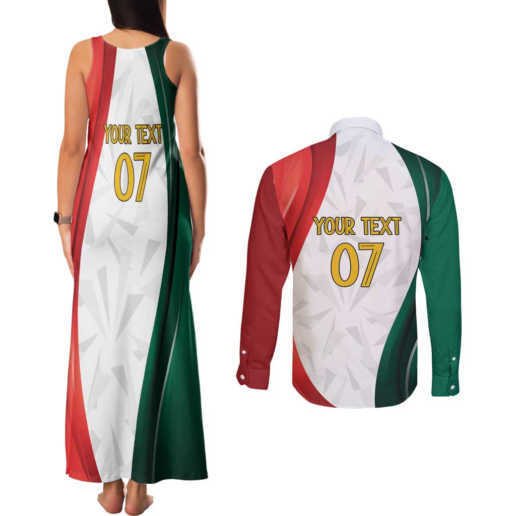 Custom Mexico Football Couples Matching Tank Maxi Dress and Long Sleeve Button Shirt El Tricolor Viva Champions