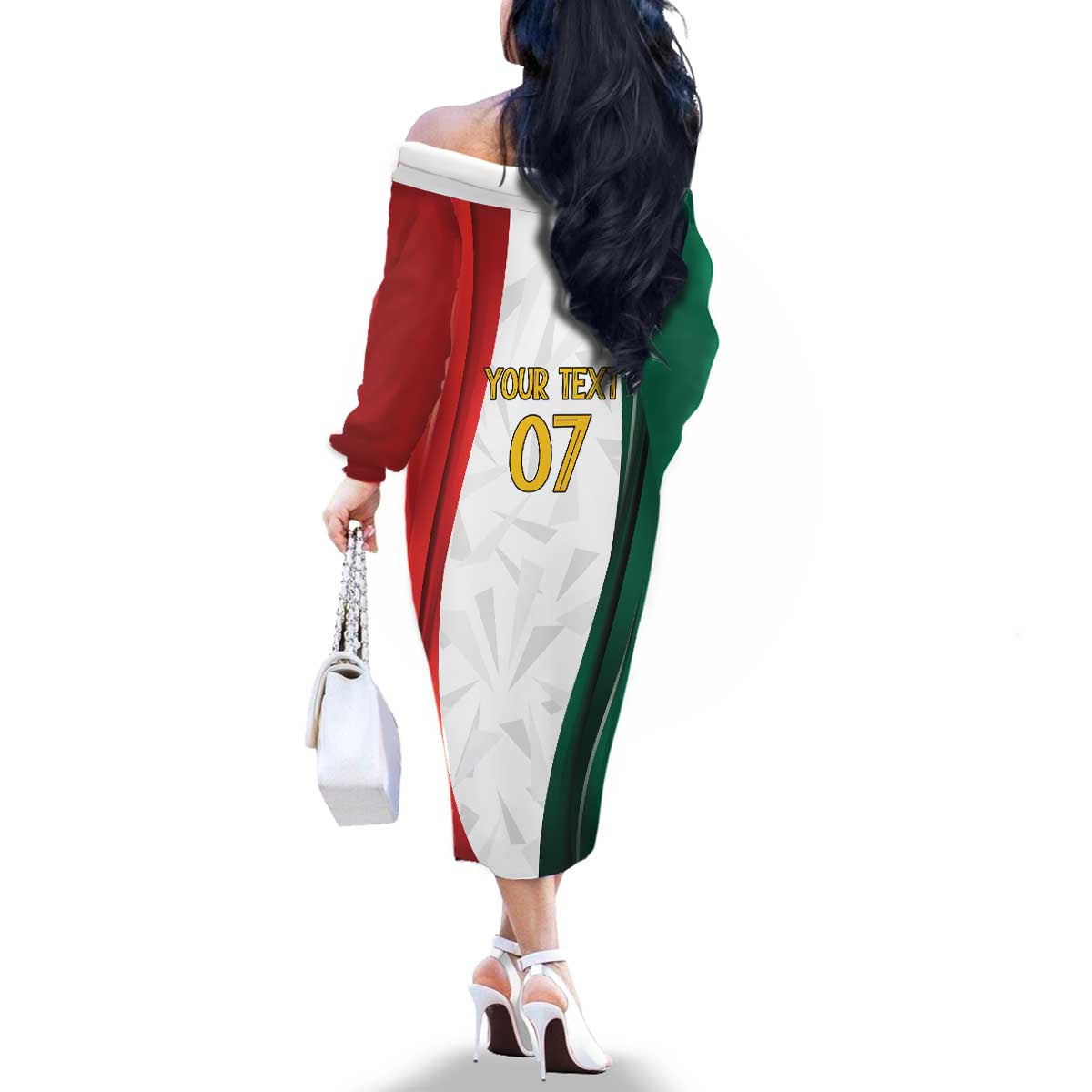 Custom Mexico Football Family Matching Off The Shoulder Long Sleeve Dress and Hawaiian Shirt El Tricolor Viva Champions