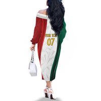 Custom Mexico Football Family Matching Off The Shoulder Long Sleeve Dress and Hawaiian Shirt El Tricolor Viva Champions